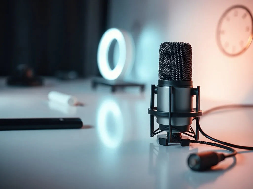 Ein Over-Ear-Bluetooth-Kopfhörer mit ausklappbarem Mikrofonarm liegt auf einem Schreibtisch neben einem Smartphone.