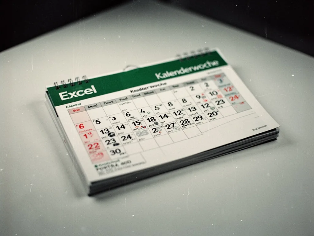 Zellen einer Excel-Tabelle mit Datum und der daneben angezeigten Kalenderwoche